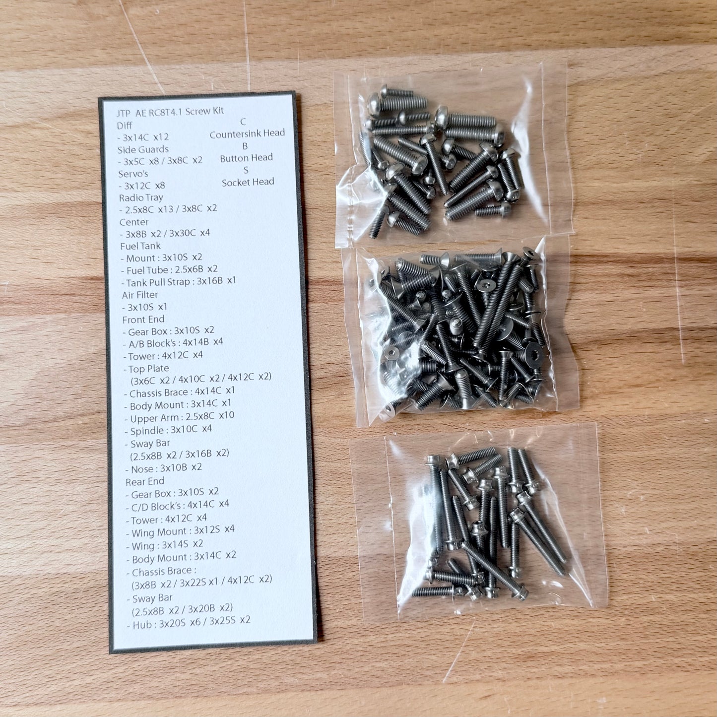 JTP Titanium Screw Kit Team Associated 1/8