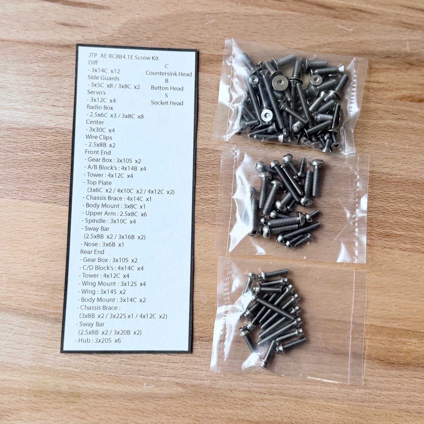 JTP Titanium Screw Kit Team Associated 1/8