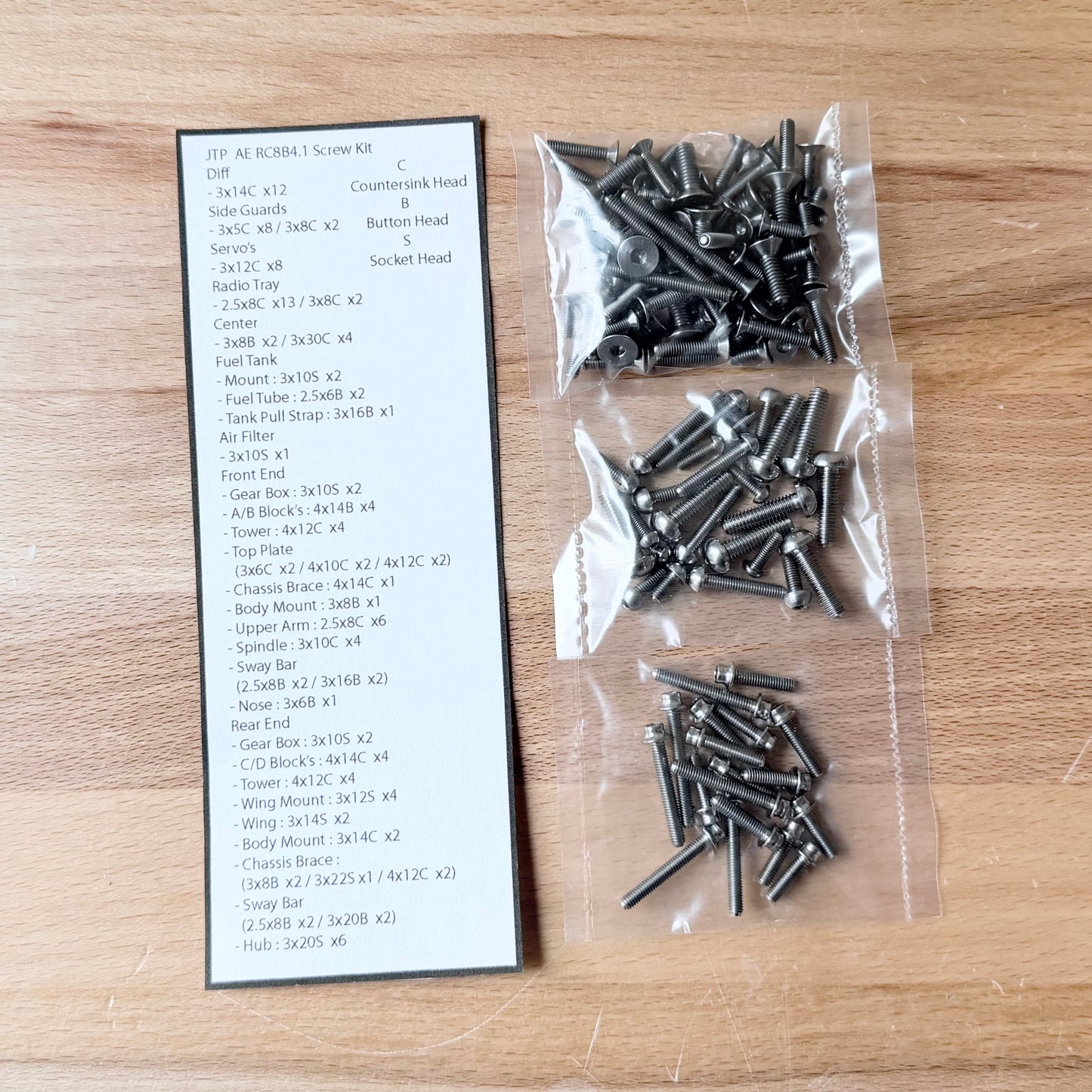 JTP Titanium Screw Kit Team Associated 1/8